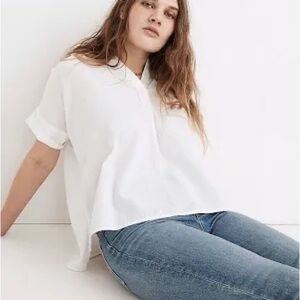 Madewell Lakeline Popover Shirt in Cream